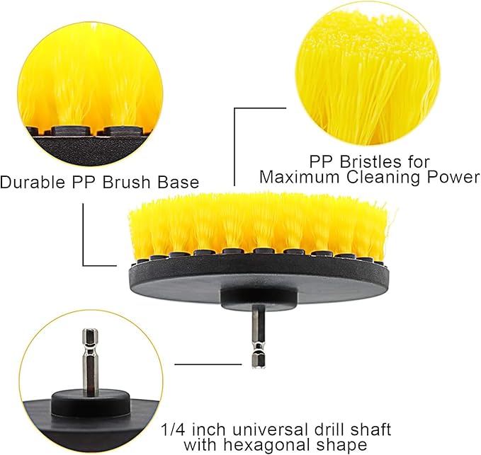 18 Pcs Drill Brush Attachments Set,Power Cleaning Scrub Brushes with Extend Long Attachment,Grout Cleaner for Tile Floors,Car Detailing, Carpet, Tile Grout, Sinks (18)
