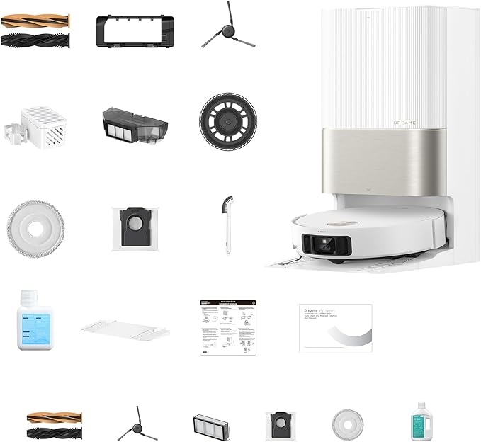 DREAME X50 Ultra Complete Robot Vacuum and Mop with Auto-Empty and Mop Self-Cleaning, 20,000Pa Suction, Obstacle Avoidance and 360° Navigation, Corner to Edge Deep Cleaning, Detangling Brush (White)