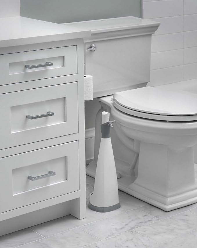 Unger No-Drip Toilet Brush Set, Flexible Neck Scrubber with Portable Carrying Caddy Holder, Discreet Bathroom Cleaning Supplies, Scrub Tough Stains with Non-Scratch Bristles