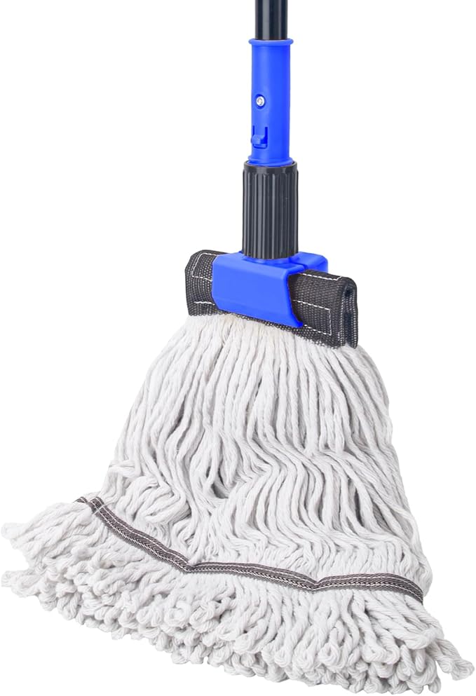 KeFanta Heavy Duty Mops for Floor Cleaning,60" Commercial Industrial Mop with Long Handle, Looped-End String Cotton Wet Mop for Home, Kitchen, Garage, Office and Concrete/Tile Floor