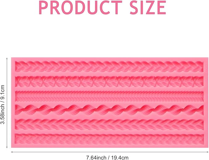 Silicone Pie Crust Molds, Knit Rope Lace Chain Chocolate Molds, Cake Decoration Fondant Baking Mold for Pastry Pies Candy Sugar Craft Gum Paste Cookie Clay Resin