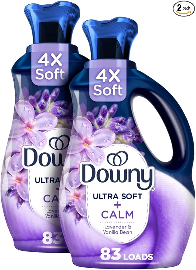 Downy Ultra Soft Fabric Softener Liquid, Calm, Lavender and Vanilla Bean, 56 fl oz, 83 Loads, Downy Fabric Softener, Laundry- Pack of 2