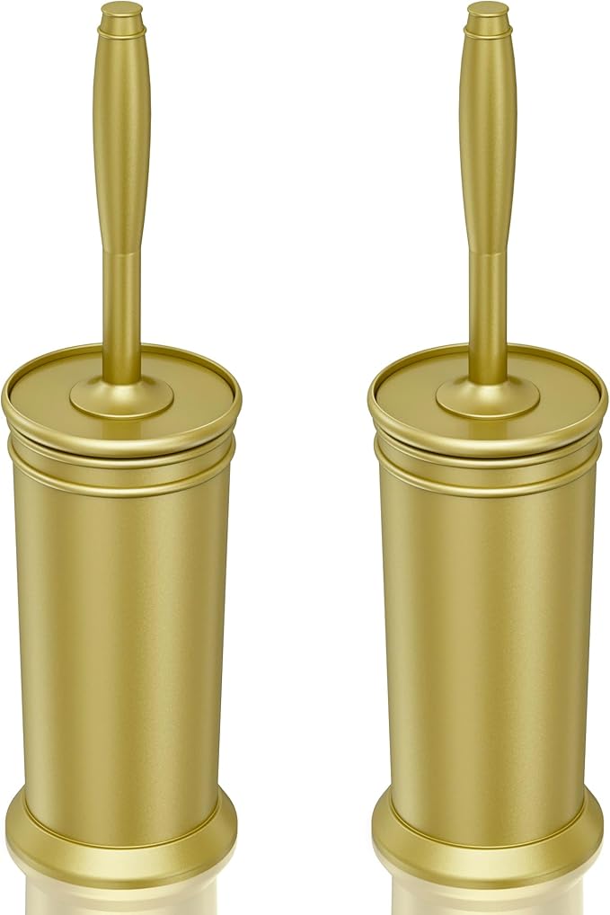 UPTRONIC Toilet Brush, Aluminum Alloy Toilet Brush and Holder Set with Extra Long Handle Durable Bristles Toilet Bowl Brush and Covered Holder for Toilet Scrubber for Bathroom Cleaning