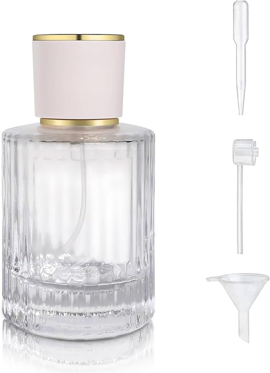 50ml/1.7 Oz Glass Spray Bottle Perfume Atomizer,Refillable Perfume Spray Bottle Perfume Bottles Empty with 3 Kinds of Perfume Dispenser (Round 50ml)