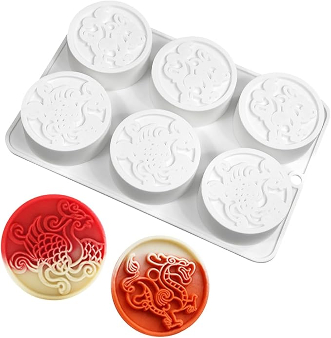 TUKE Silicone Mold Dragon and Phoenix Non-Stick Food Grade Silicone Molds for Chocolate, Candy, Jelly, Ice Cube, Cupcake Baking Mould, Muffin Pan (Dragon Phoenix G)
