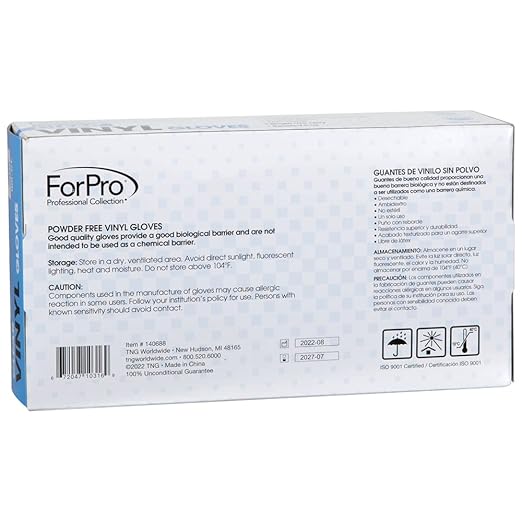 ForPro Disposable Vinyl Gloves, Clear, Industrial Grade, Powder-Free, Latex-Free, Non-Sterile, Food Safe, 2.75 Mil. Palm, 3.9 Mil. Fingers, Small, 100-Count