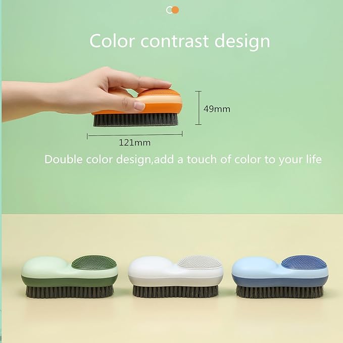 Two-Sided Laundry Stain Remover Brush, Soft Bristle for Scrubbing Out Tough Stains on Wool Cashmere Delicate Fabrics Knits Cotton Leather, Easy to Grip Hand Washing Clothes Brushes (Green)