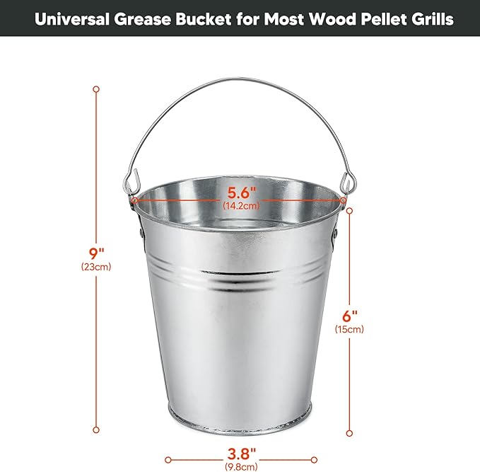 Stanbroil Grill Grease Bucket Replacement with 30-Pack Bucket Liners for Traeger 20/22/34 Series, Pit Boss, Camp Chef, Louisiana, etc Pellet Grill/Smoker, Silver