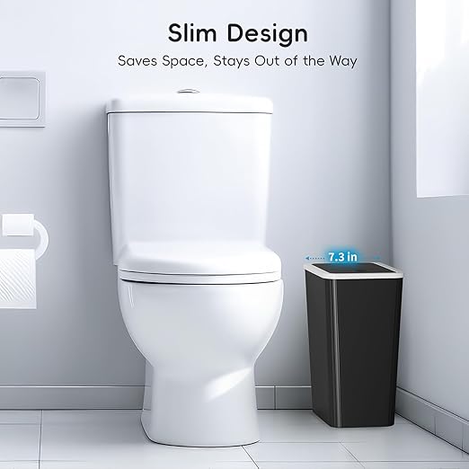 Small Trash Can, 3 Pack 4 Gallons Bathroom Garbage Can with Lid Press-Top, Small Waste Basket with Trash Bags, Slim Plastic Garbage Bin for Dorm, Office, Bedroom, Kitchen, Living Room (Multi)