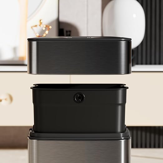 Motion Sensor Kitchen 2.7 Gallon Trash Can, 10 Liter Automatic Touchless Bathroom Waste Bin, Stainless Steel & Dog Proof Design Bedroom Essentials