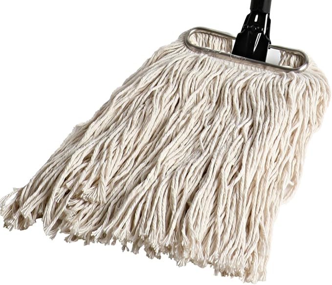 Fuller Brush Wet Mop – Stainless Steel Handle with Hang-Up Hole, Heavy Duty, Durable, Washable, Janitorial Floor Mop