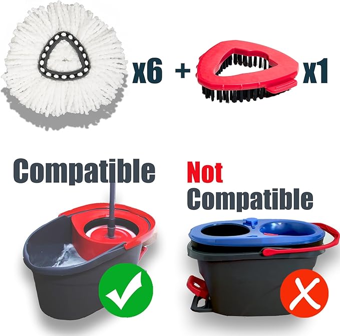 7 Pack Mop Head Replacement for O Cedar: Spin Mop Refill Compatible with Ocedar - Microfiber Replace Heads and Tile Marble Grout Scrubber Bristle for O'ceda