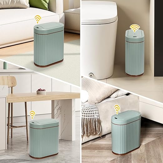 ELPHECO Bathroom Trash Can with Lid Butterfly, Motion Sensor Trash Can Bathroom Decor Automatic Garbage Can Wastebasket Bathroom Accessories, Kitchen, Living Room, Office, Sage Green