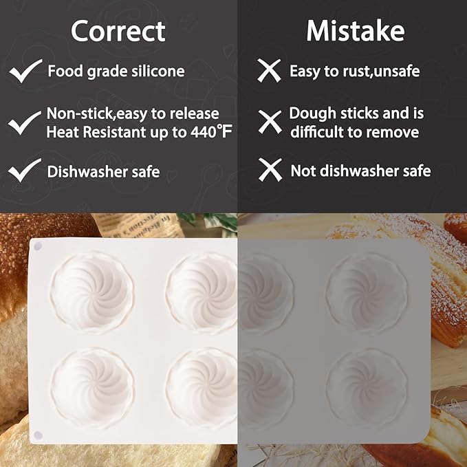 Flowers Dessert Mousse Cake Molds Silicone, Cheese Cakes Truffles Brownie Pops Silicone Molds 6-Cavity Dessert Molds Great for Baker Pastry Chef