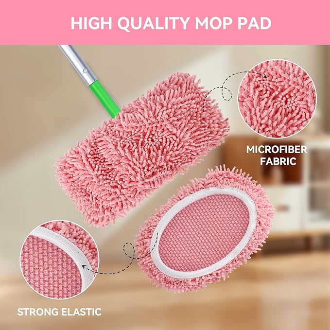 4Pcs Reusable Microfiber Mop Pads Compatible with Swiffer Sweeper，Dry Sweeping Cloths & Wet Mopping Cloths Washable Wet Pads for Hardwood Surface Floor Cleaning