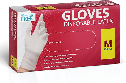 New Disposable Latex Gloves, Powder Free 100 Per Box | 1000 Case
