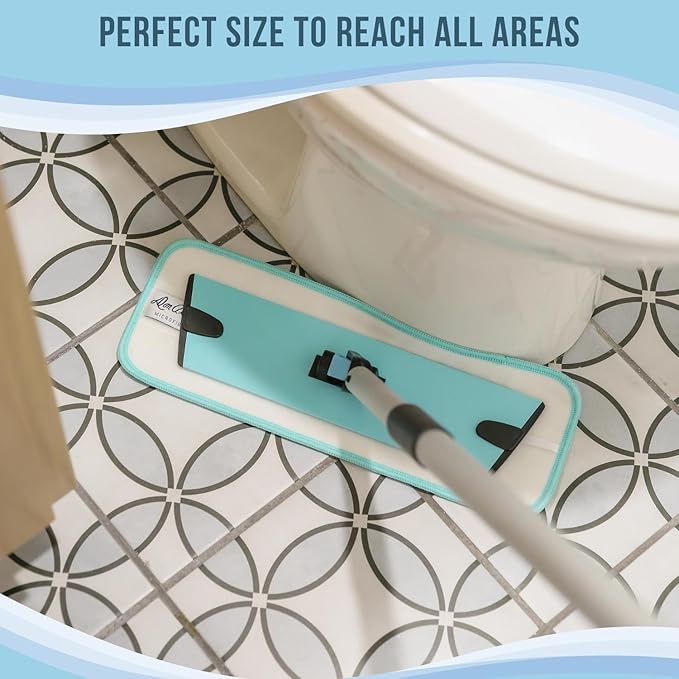 Don Aslett's Microfiber Mop Pad Set of 3 (Aqua) Compatible with 12" Mop Base | Machine Washable | Bathroom or Kitchen | Suitable for All Floor Types Including Laminate, Hardwood, and Tile