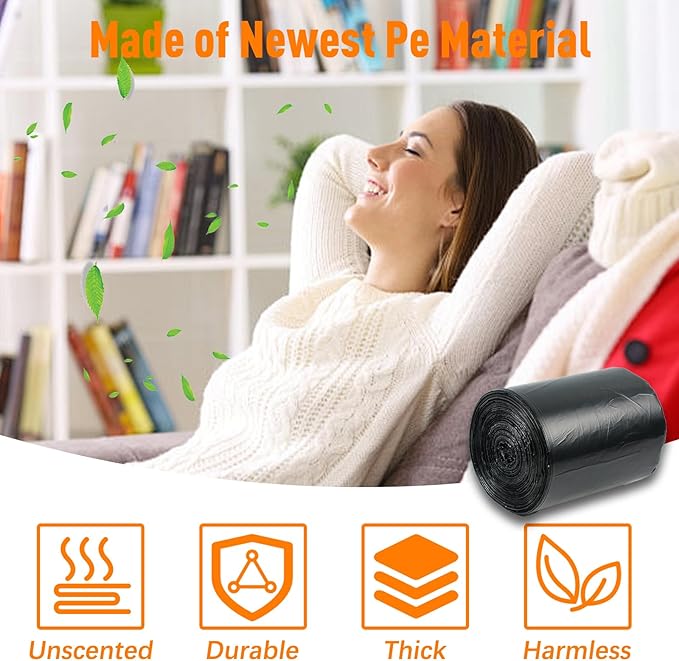 O2frepak 8 Gallon Multipurpose Tear-Resistant Trash Bags,Heavy Duty,Tastless and Black Garbage Bags (100 Count,50x60cm)