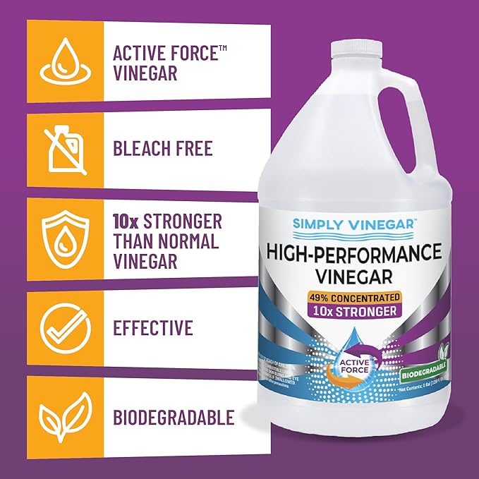 Industrial Strength 49% Vinegar – High-Performance Concentrated Cleaner for Home, Garden, Driveways & More – Biodegradable & Bleach-Free (Not for Food Use) - 1 Gallon (128 oz)