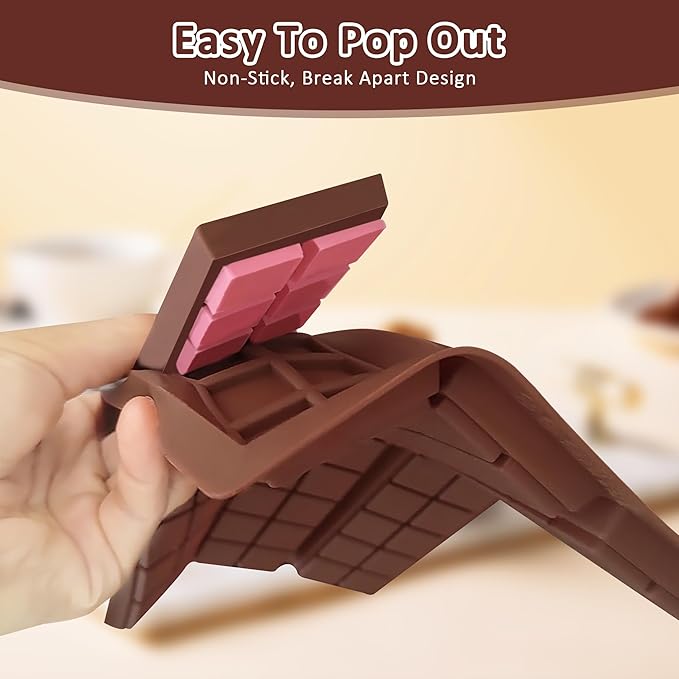 2 Pack Deep Silicone Chocolate Bar Molds - Non-Stick Candy Bar mold, Reusable Chocolate Molds for Dubai Pistachio Chocolate, Protein & Energy Bars, DIY Gifts and Homemade Snacks, Wax Melts