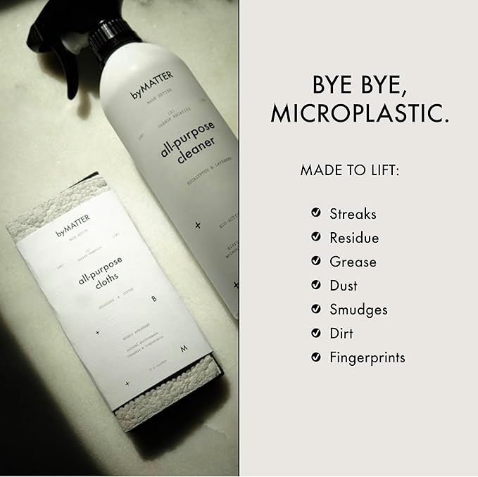 byMATTER All Purpose Cleaning Cloths – Reusable Cleaning Cloth Pack, Plastic Free, Compostable, Highly Absorbent, Dishwasher Safe, Streak Free Kitchen Cloth Set x2