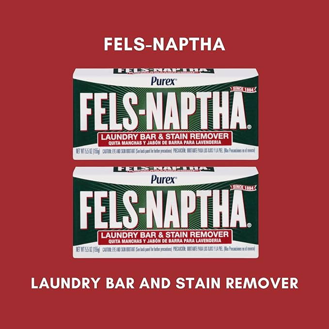 Fels-Naptha Laundry Detergent Bar Soap and Stain Remover Bundle - Includes 2 (5-ounce) Fels Naptha Laundry Bar, Eco Bamboo Laundry Scrub Brush, DIY Laundry Detergent Recipe by FOXTAIL COLLECTIVE