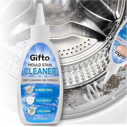 Mold Stain Remover Gel, Washing Machine Cleaner Front Loader Seals, Grout Cleaning Whitener for Bathroom Shower Tile & Kitchen Sink, Bleach Pen for Clothing, Non-Toxic, 5 fl oz