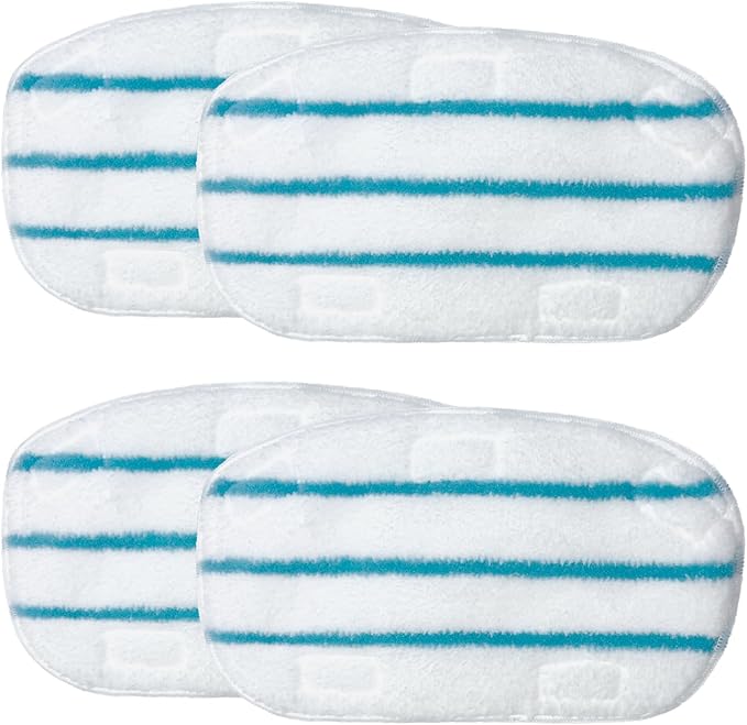 Steam Mop Pads Compatible with PurSteam ThermaPro 10-in-1 and ThermaPro 211 Steam Mop Cleaner Microfiber Pur steam Mop Replacement Pads (Blue and White-4pcs)