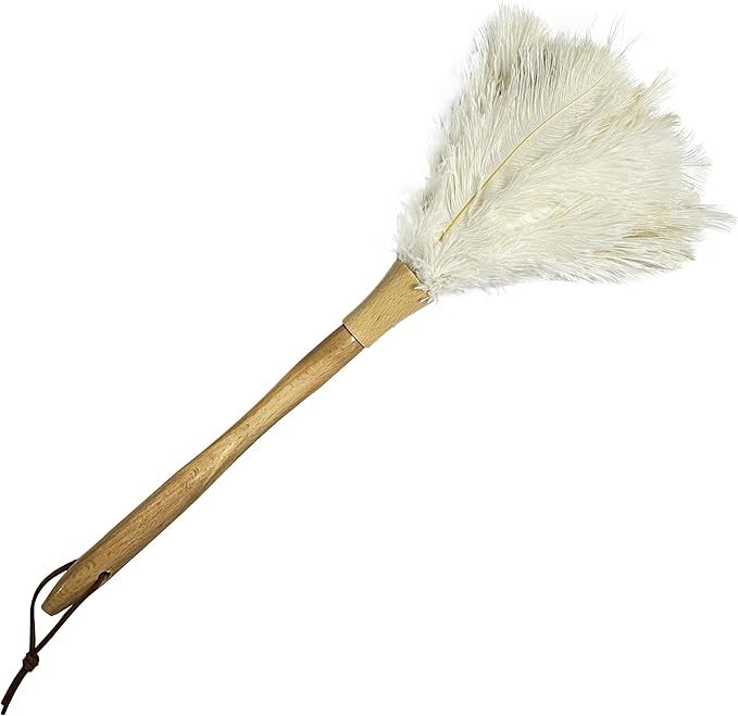 Feather Duster 15.7 Inch - Made of Ostrich Feathers for Cleaning Home (Off White)