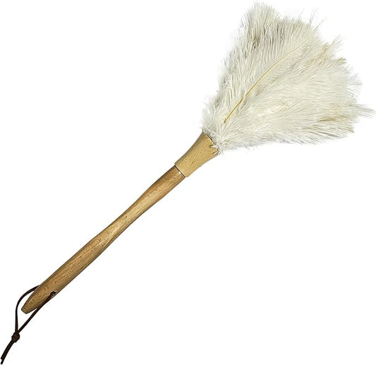 Feather Duster 15.7 Inch - Made of Ostrich Feathers for Cleaning Home (Off White)