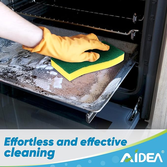 AIDEA Sponges Kitchen, XL Heavy Duty Dish Sponge, Cleaning Dish Scrubber Sponge for Home and Kitchen, Extra Large Cleaning Supplies for Pots, Pans, 12 Pack