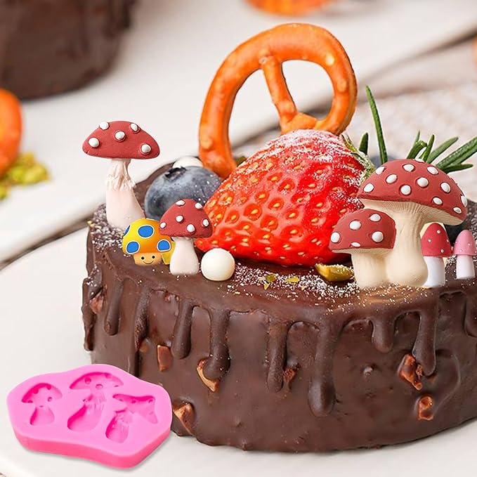 Mushroom Chocolate Molds, Mushroom Shaped Silicone Molds, Cute Candy Vegetable Fondant Molds, Cake Candy Chocolate Polymer Clay, Gummy, Crafting Projects Cupcake Topper Decor