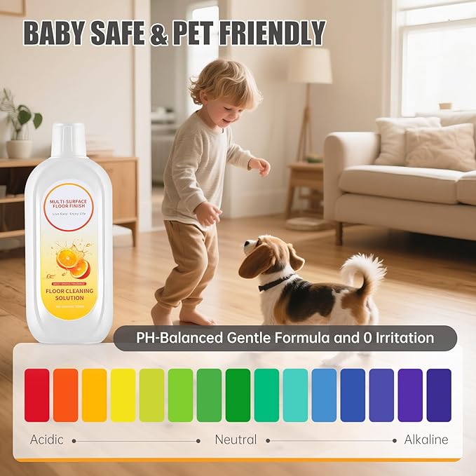 Floor Cleaning Solution Compatible with Tineco iFLOOR Series, All Robot Vacuums & Wireless Wet-Dry Mops, 4 Bottle Floor Cleaner Refill, Orange Scent