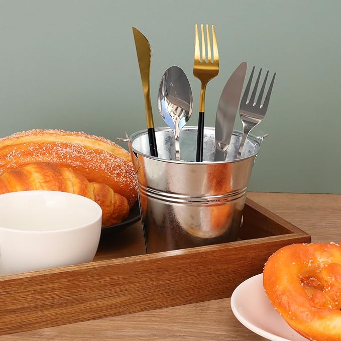 18 Pack 4" Mini Metal Bucket, Elegant Galvanized Buckets with Handles, Tin Buckets, Small Iron Bucket, Mini Metal Pail for Party Favors, Crafts, Garden & Beach