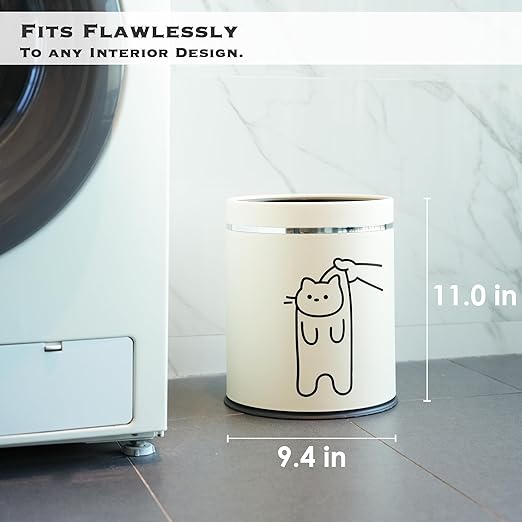 Juju Cat Trash Can - Cat Decor Garbage Can - Small Waste Basket for Bedroom - Garbage Bin Trashcan - Wastebasket Dustbin Trash Cans (Hey)