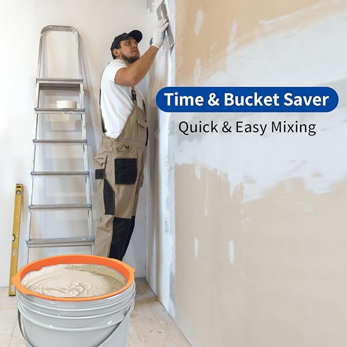 5 Gallon Silicone Bucket Liner - Reusable Measuring Mixing Liner for Concrete, Mortar, Grout, Paint - Food Grade Non-Stick with Measurement Marks - Easy to Clean & Durable (Orange)