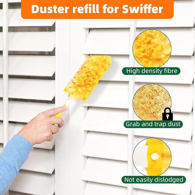 30 Pack 360 Dusters Refills for Swiffer Dusters, Unscented Heavy Duty Duster Kit Disposable Dusters Refills with 1 Handle for Cleaning Furniture, Blinds, Ceiling Fans