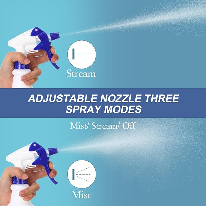 10 Pack Spray Bottles 16 Oz Empty Water Spray Bottles for Cleaning Heavy Duty Refillable Squirt ‌container with Measurements Adjustable Nozzle for Household Commercial Industrial(Blue)