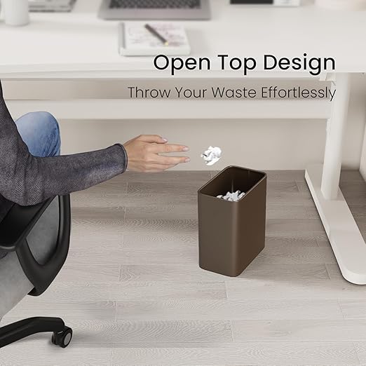 Cesun Small Bathroom Trash Can, 2.1 Gallons, Open-Top, Brown Metal, Stainless Steel, Modern, Ideal for Bathroom, Bedroom, Home Office,Toilet, Rv,Near Desk, Under Sink