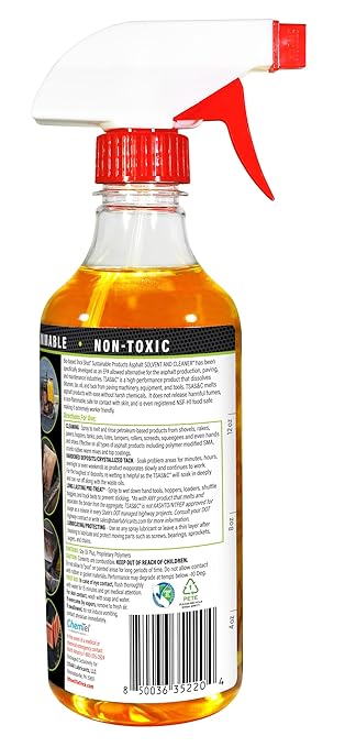 Trick Shot Asphalt Solvent and Cleaner - Biodegradable Industrial Degreaser for Paving Equipment & Tools - Eco-Friendly Remover of Tar, Tack, Sealcoating Oil, & Bitumen, Made in USA (1-Pack)