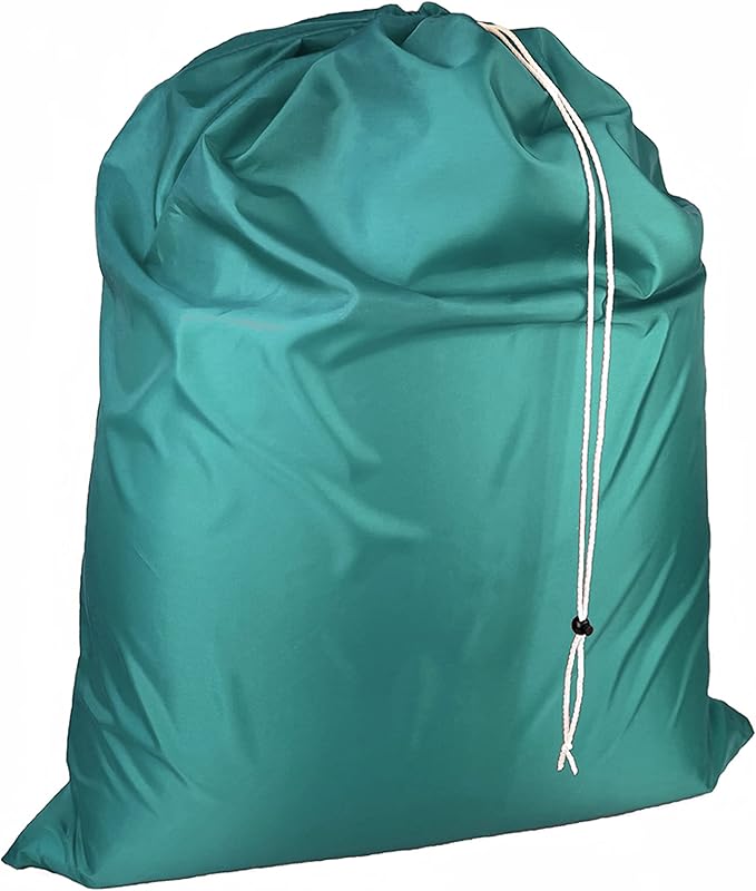 Laundry Bag with Locking Closure Drawstring – Extra Large Heavy Duty 100% Nylon, Large & Foldable Clothes Sack – Lightweight Dirty Laundry Organizer for Travel, Dorm, Gym – L 40" x H 50" (GREEN)
