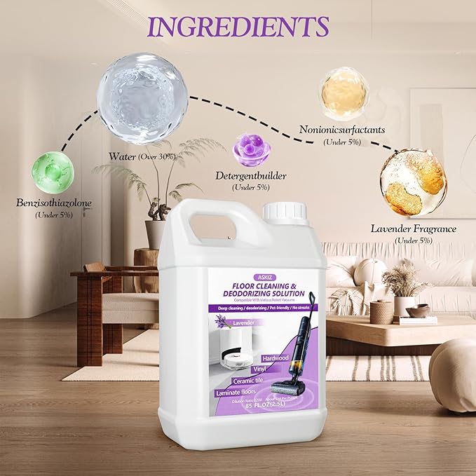 85 FL OZ Floor Cleaning Solution,Floor Cleaner for Mopping with Tineco,Deep Cleaning &Deodorizing for Roborock,Compatible with Saros Series,S8/S7 Series,Q Revo/Q Series,iFLOOR Series Wet Dry Vacuum