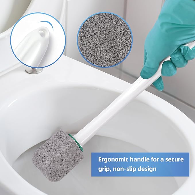 Pumice Stone Toilet Cleaner with Long Handle Pumice Stone Toilet Bowl Cleaner Rust and Grease Stain Clean Suitable for Toilets Bathroom Sink,BBQ 2Handle and 10Pumices Stones(Gray)