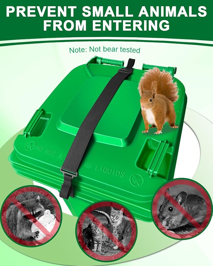 Adjustable Double Claw Trash Can Lock Strap to Prevent Raccoons, Mice, Dogs and Other Small Animals From Rummaging, Garbage Can Lid Lock Keeps Lid Securely in Place in Strong Winds (1 PC)