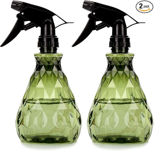 2 Pcs Spray Bottles, 500 ml/17 oz Empty Water Spray Bottles, Plastic Reusable Adjustable Mist Sprayer Squirt Bottles Containers Refillable for Cleaning Solutions, Gardening, Plants (Green)