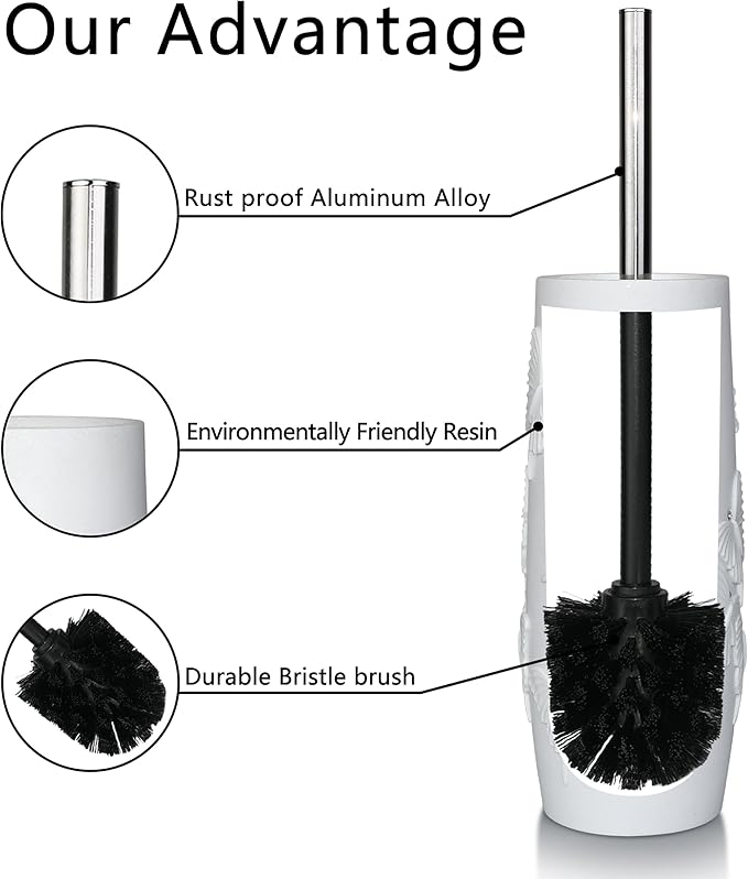 Matte Black Ribbed Design Resin Toilet Bowl Holder and Brush Set, Durable Bathroom Cleaning Tool with Ergonomic Handle and Efficient Bristles, Stylish and Compact Design
