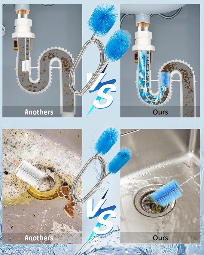 Cleaning Brush,13Pcs Stainless Steel Nylon Brush Set,Flexible and Portable Cleaning Brushes for Household Use,Bottle Washing Brush,Long Pipe Cleaners,Sunroof Drain Cleaning Tool