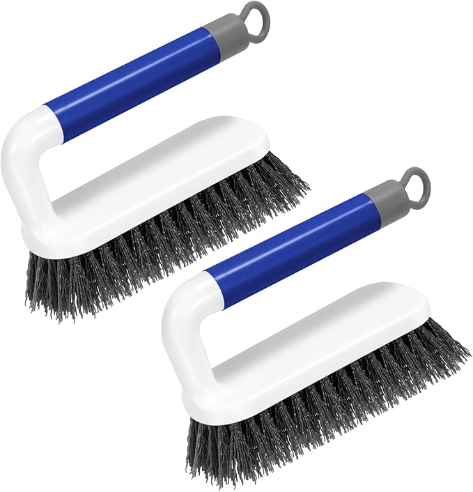 SetSail Scrub Brush, Small Cleaning Brushes with Handle, Comfort Grip Shower Scrubber for Cleaning Bathroom, Tub, Kitchen, Sink, Floor, Carpet, 2 Pack (Blue)