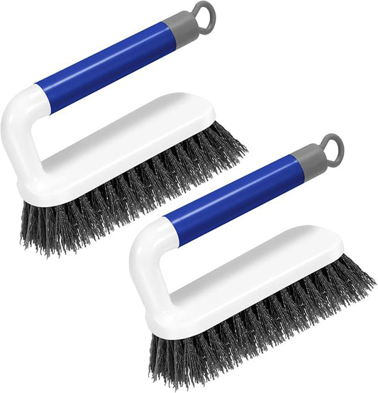 SetSail Scrub Brush, Small Cleaning Brushes with Handle, Comfort Grip Shower Scrubber for Cleaning Bathroom, Tub, Kitchen, Sink, Floor, Carpet, 2 Pack (Blue)