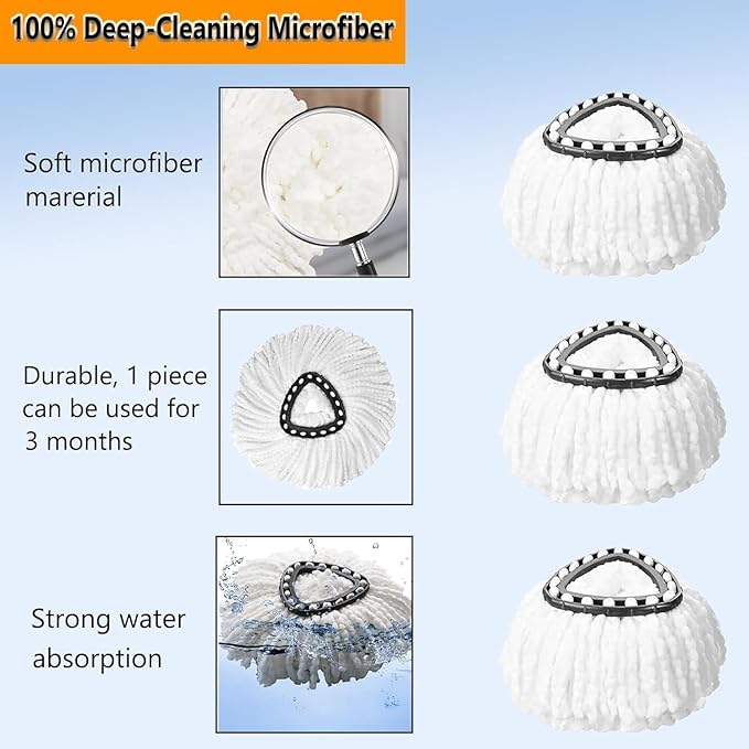 16Pack Spin Mop Replacement Heads for O Cedar, 100% Microfiber Mop Head Replacement Fits Triangle Mop Replace, Easywring 1-Tank System, 360 Degree Spin Refill for Easy House Cleaning Floor Mopping